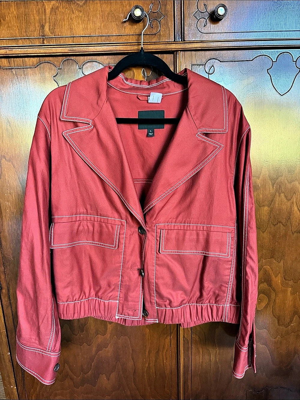 J.Crew Contrast-Stitch Trucker Jacket Red